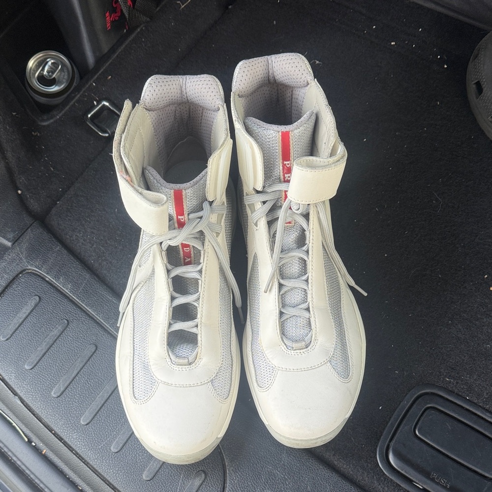 High-Top Sneakers with Red Accents